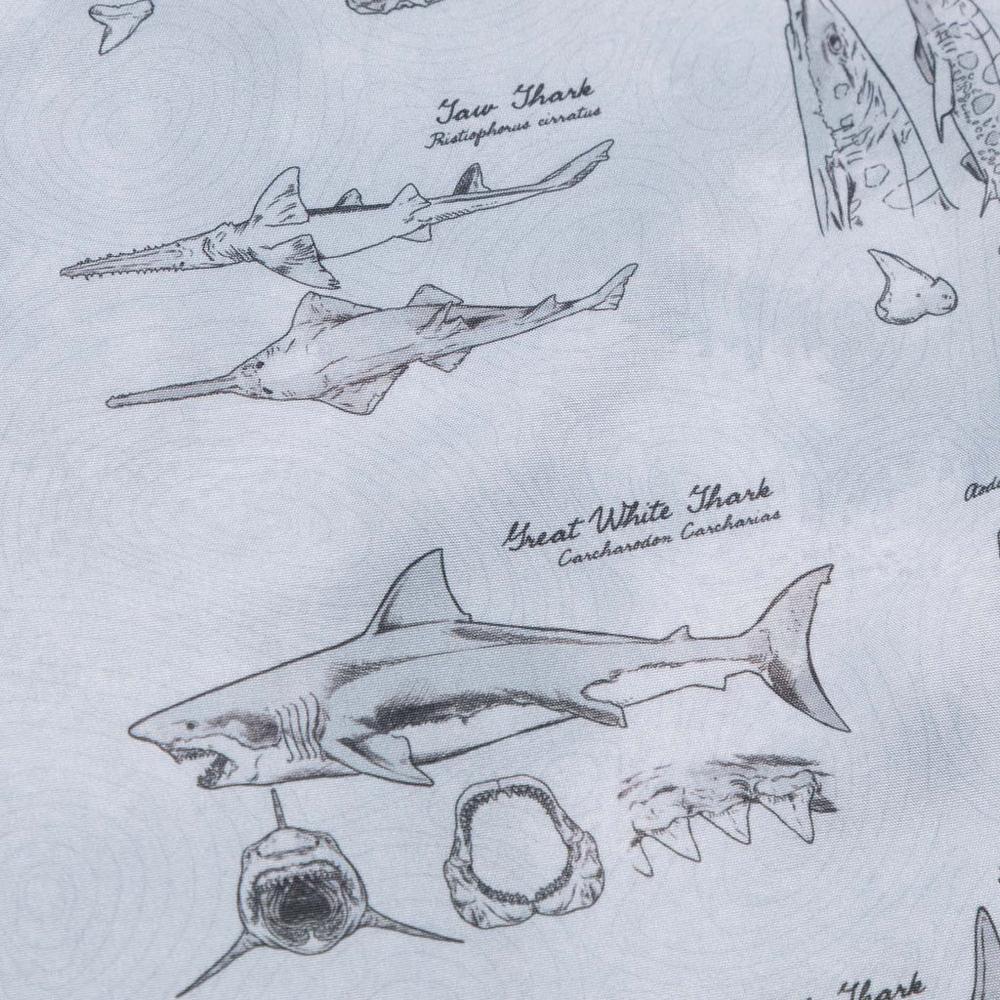 RSVLTS The Great Book of Sharks KUNUFLEX Short Sleeve Shirt in Gray — detail 5