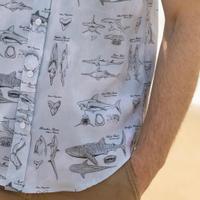 RSVLTS The Great Book of Sharks KUNUFLEX Short Sleeve Shirt in Gray — detail 9