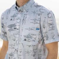 RSVLTS The Great Book of Sharks KUNUFLEX Short Sleeve Shirt in Gray — detail 4
