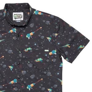 RSVLTS Rayguns KUNUFLEX Short Sleeve Shirt in Black — front view