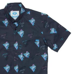 RSVLTS Boom Sharkalarka KUNUFLEX Short Sleeve Shirt in Black — front view