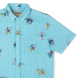 RSVLTS Limber Legends Stretch Seersucker Short Sleeve Shirt in Blue — front view