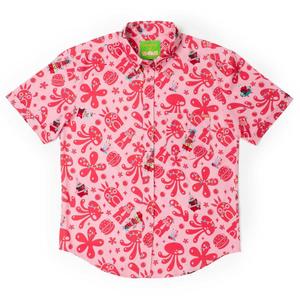 RSVLTS Hollybob Jinglepants KUNUFLEX Short Sleeve Shirt in Red — front view