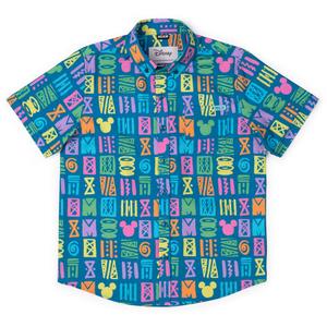 RSVLTS Mickey's Surfside Summer Youth KUNUFLEX Short Sleeve Shirt in Blue — front view