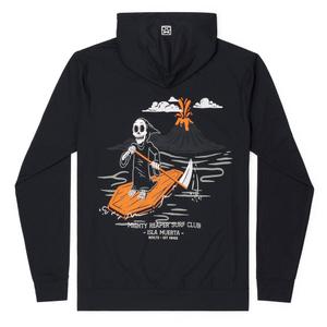 RSVLTS Mighty Reaper Surf Club Performance Hoodie in Black — front view