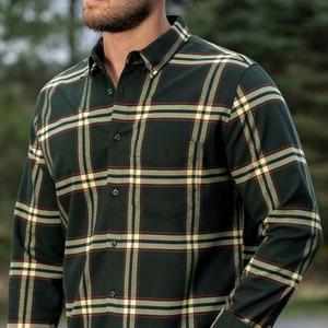 RSVLTS The Plaid BorlandFlex Long Sleeve Flannel in Green — front view
