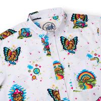 RSVLTS Have a Good Trip KUNUFLEX Short Sleeve Shirt in White — detail 9