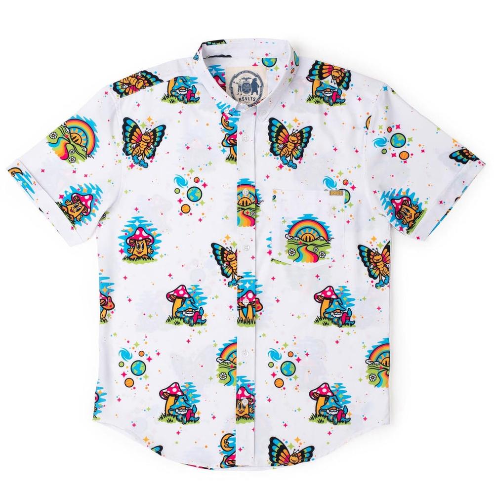 RSVLTS Have a Good Trip KUNUFLEX Short Sleeve Shirt in White — detail 2