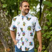 RSVLTS Have a Good Trip KUNUFLEX Short Sleeve Shirt in White — detail 7