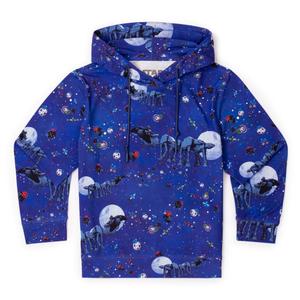 RSVLTS I Am Your Father Christmas Youth Performance Hoodie in Blue — front view