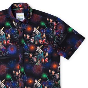 RSVLTS Night Game KUNUFLEX Short Sleeve Shirt in Black — front view