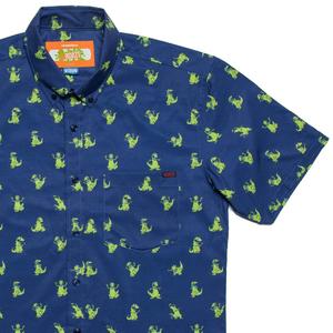 RSVLTS Reptar Rampage KUNUFLEX Short Sleeve Shirt in Blue — front view