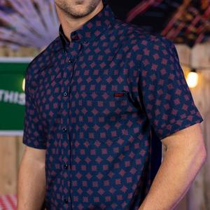 RSVLTS Cool S F KUNUFLEX Short Sleeve Shirt in Blue — front view