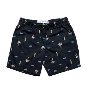 RSVLTS Cabana Nights Hybrid Shorts in Black — front view
