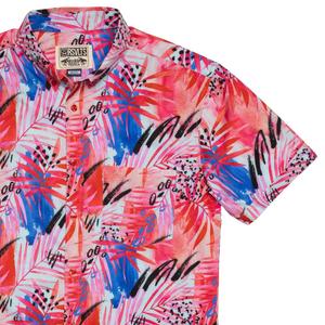 RSVLTS Berry Mystique KUNUFLEX Short Sleeve Shirt in Red — front view
