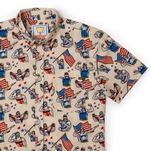 RSVLTS Real American KUNUFLEX Short Sleeve Shirt in White — front view