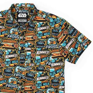 RSVLTS Mandolicious KUNUFLEX Short Sleeve Shirt in Black — front view