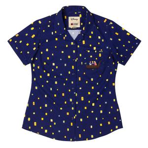 RSVLTS Lanterns Women's KUNUFLEX Short Sleeve Shirt in Blue — front view