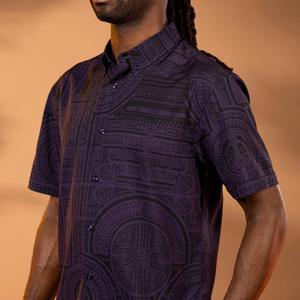 RSVLTS Taerea Tatau KUNUFLEX Short Sleeve Shirt in Black — front view