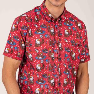 RSVLTS Grills Chills & Bills KUNUFLEX Short Sleeve Shirt in Red — front view