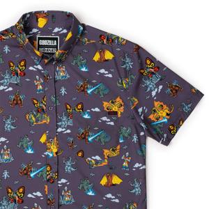 RSVLTS Kaiju Chaos KUNUFLEX Short Sleeve Shirt in Purple — front view