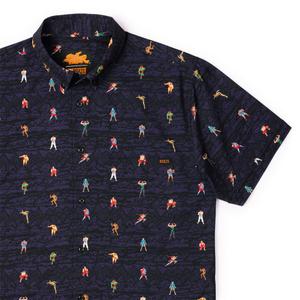 RSVLTS World Warriors KUNUFLEX Short Sleeve Shirt in Black — front view
