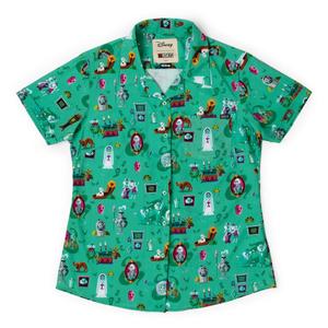 RSVLTS After-Life of the Party Women's KUNUFLEX Short Sleeve Shirt in Green — front view