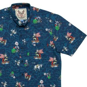 RSVLTS The Forefather KUNUFLEX Short Sleeve Shirt in Blue — front view