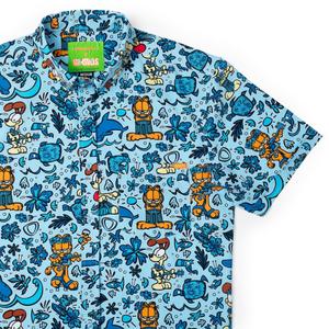RSVLTS Island Wilin KUNUFLEX Short Sleeve Shirt in Blue — front view