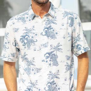 RSVLTS Moves Like Jaguar Bamboo Short Sleeve Shirt in Gray — front view