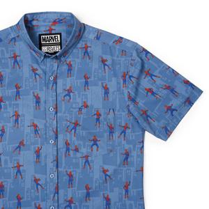 RSVLTS The Meme KUNUFLEX Short Sleeve Shirt in Blue — front view