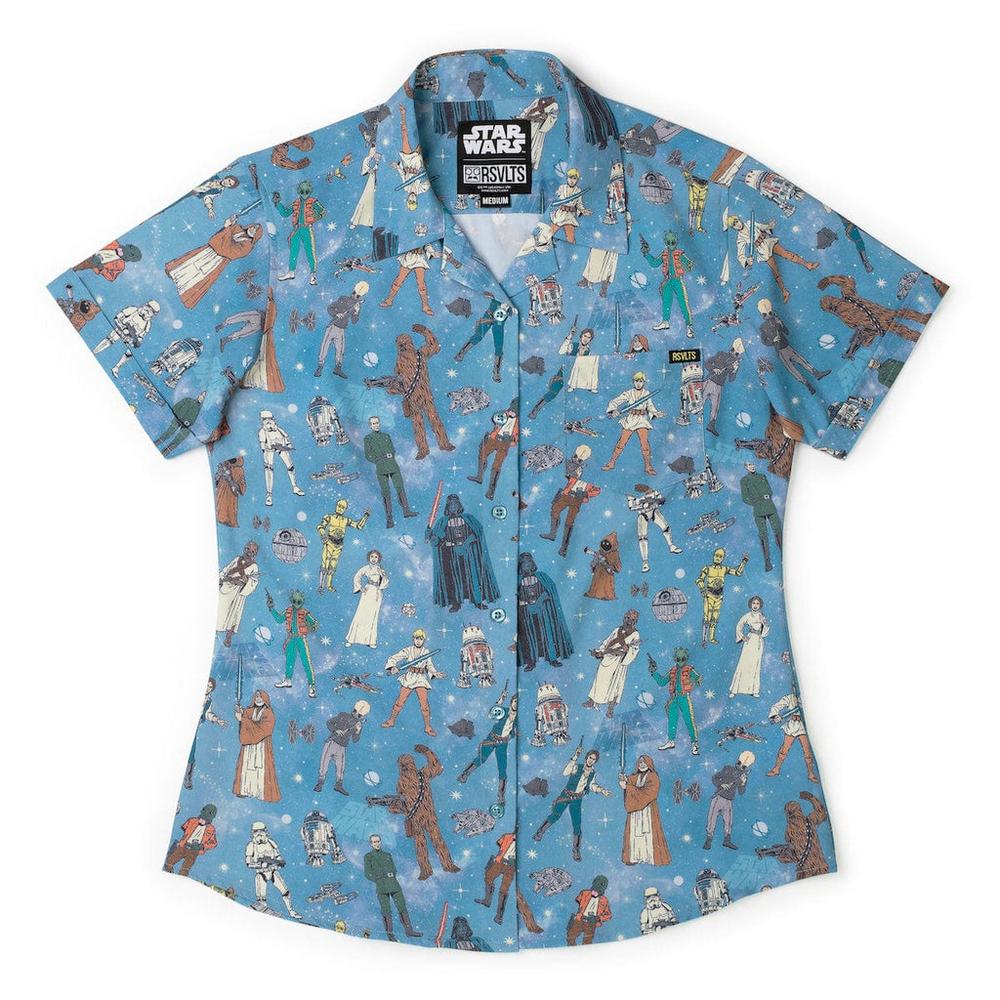 RSVLTS Retro ‘77 Women's KUNUFLEX Short Sleeve Shirt in Blue — detail 6