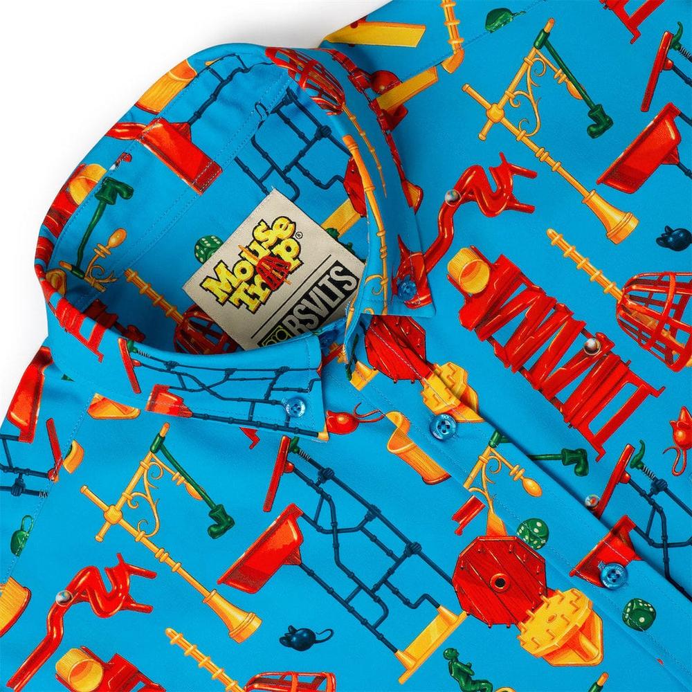 RSVLTS Crazy Contraption KUNUFLEX Short Sleeve Shirt in Blue — detail 9