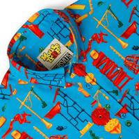 RSVLTS Crazy Contraption KUNUFLEX Short Sleeve Shirt in Blue — detail 9