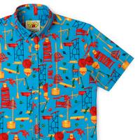 RSVLTS Crazy Contraption KUNUFLEX Short Sleeve Shirt in Blue — detail 4