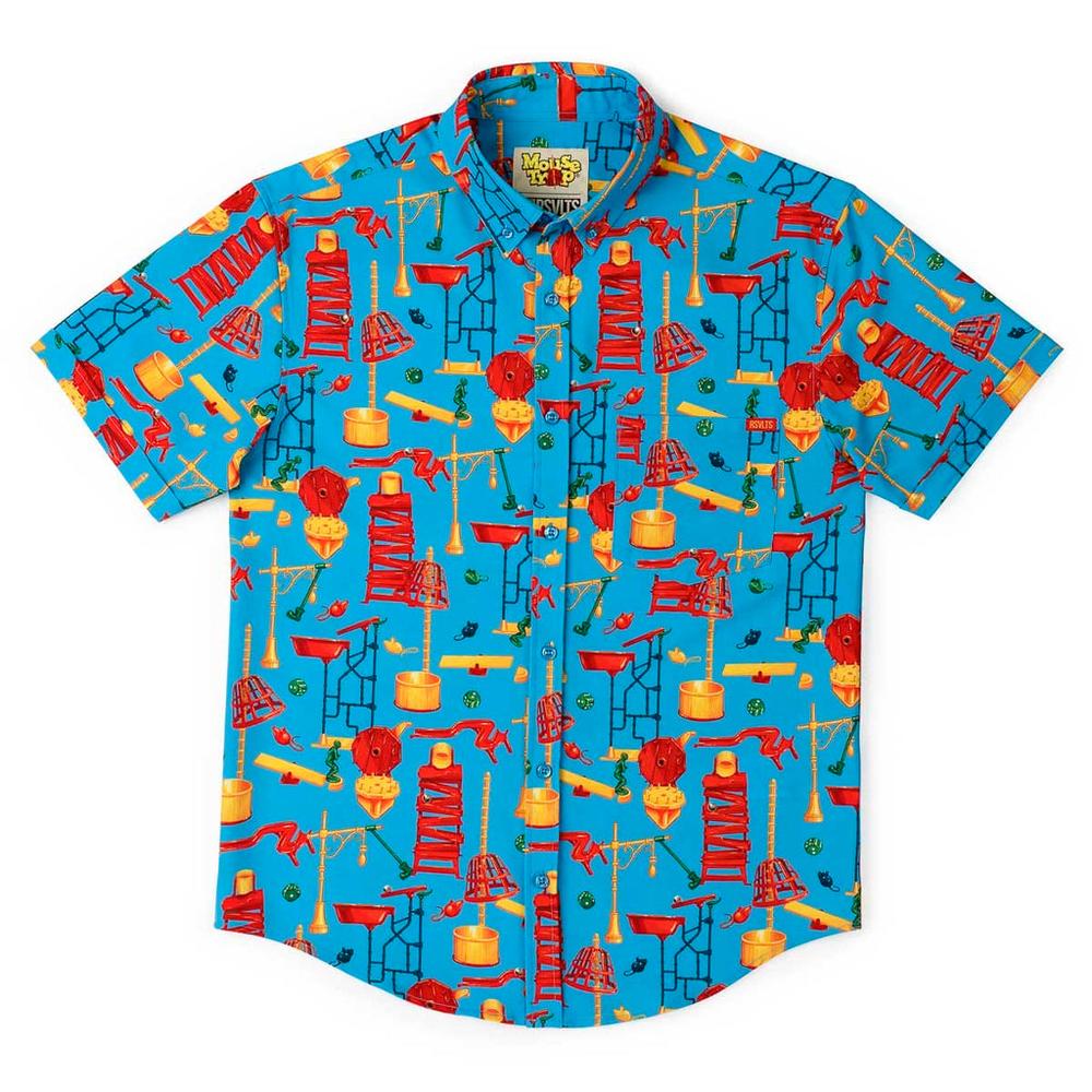 RSVLTS Crazy Contraption KUNUFLEX Short Sleeve Shirt in Blue — detail 6