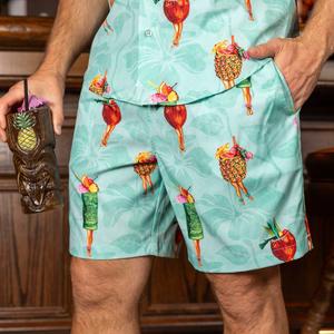 RSVLTS Pin-Up Punch Hybrid Shorts in Green — front view