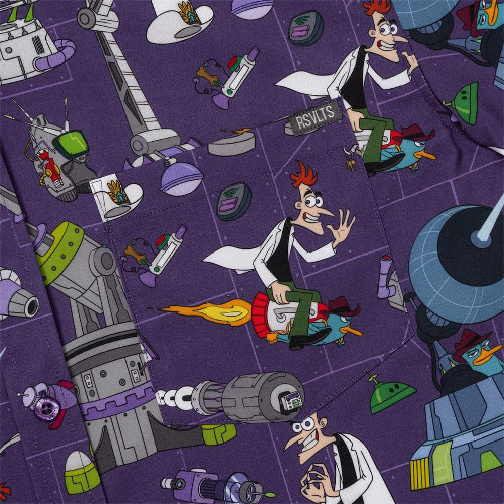 RSVLTS Doofenshmirtz Evil Incorporated KUNUFLEX Short Sleeve Shirt in Purple — detail 4
