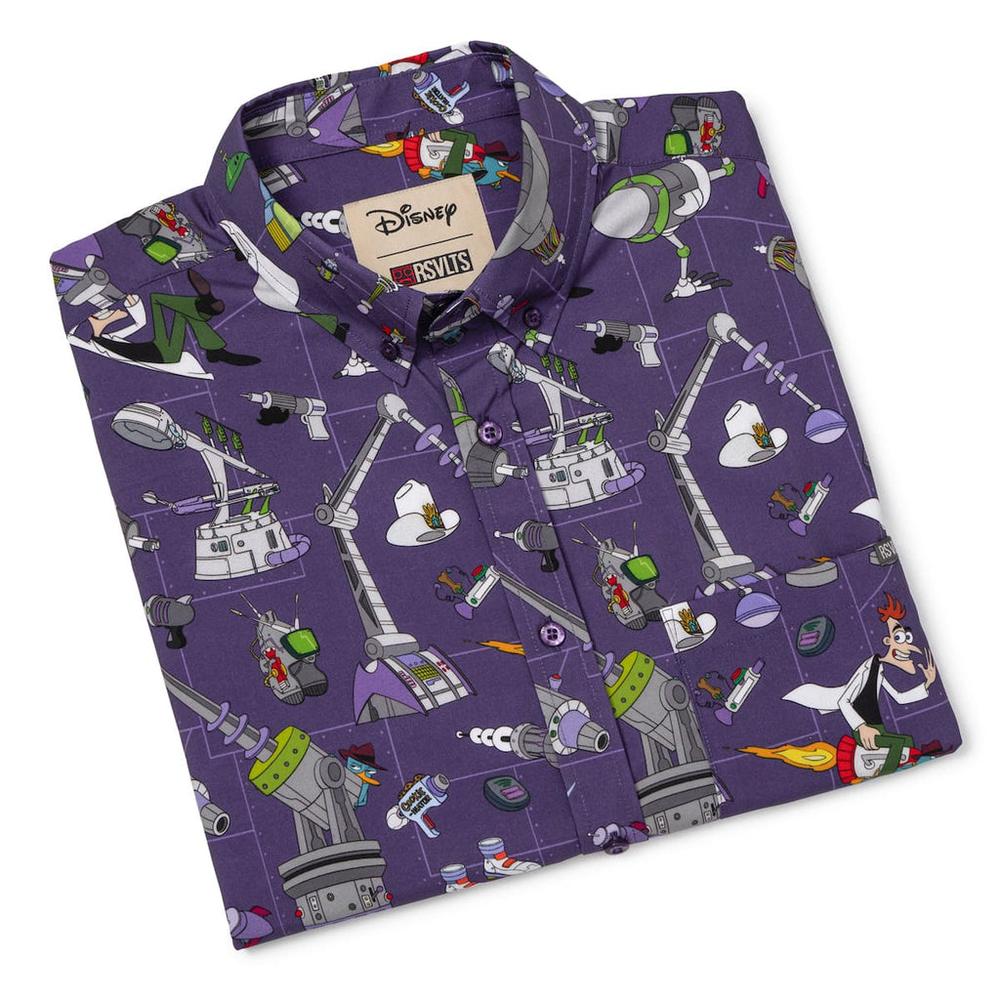 RSVLTS Doofenshmirtz Evil Incorporated KUNUFLEX Short Sleeve Shirt in Purple — detail 9