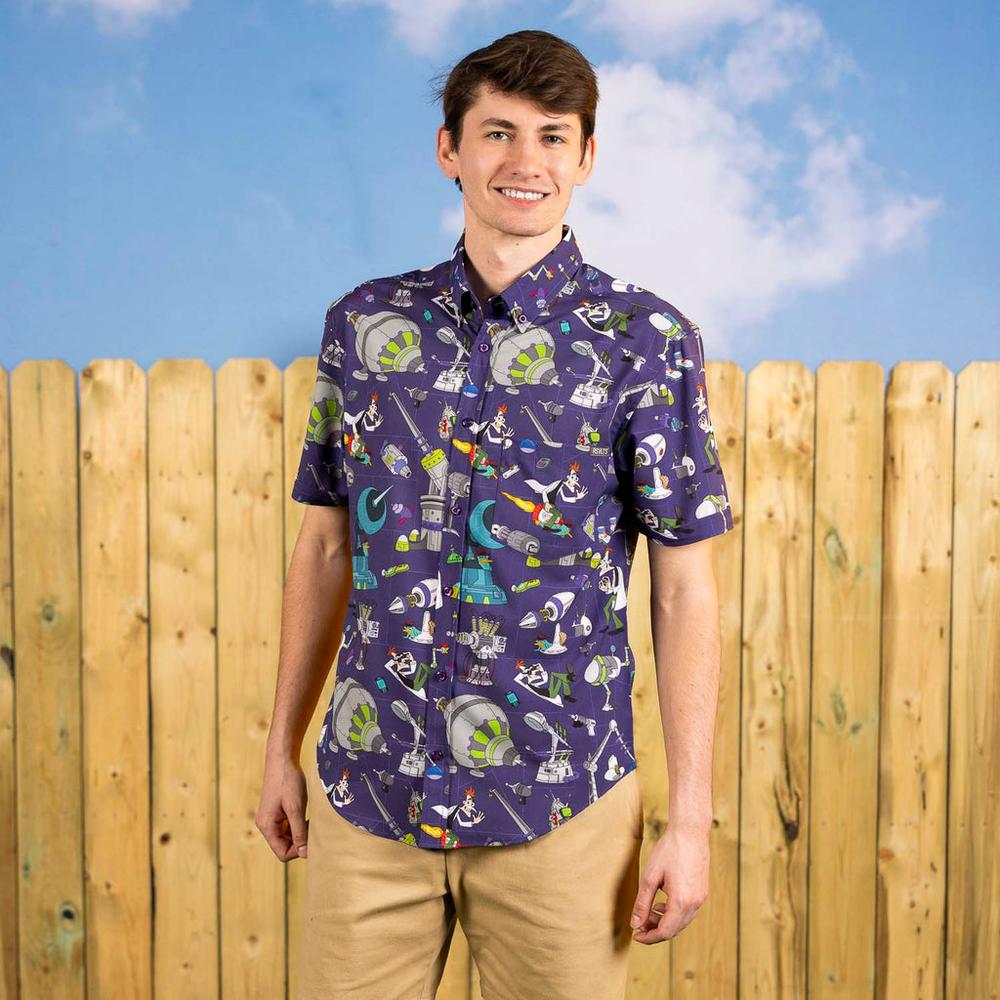 RSVLTS Doofenshmirtz Evil Incorporated KUNUFLEX Short Sleeve Shirt in Purple — detail 3