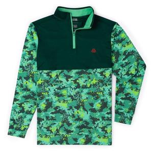 RSVLTS The Jungle Camo Live Quarter Zip in Green — front view