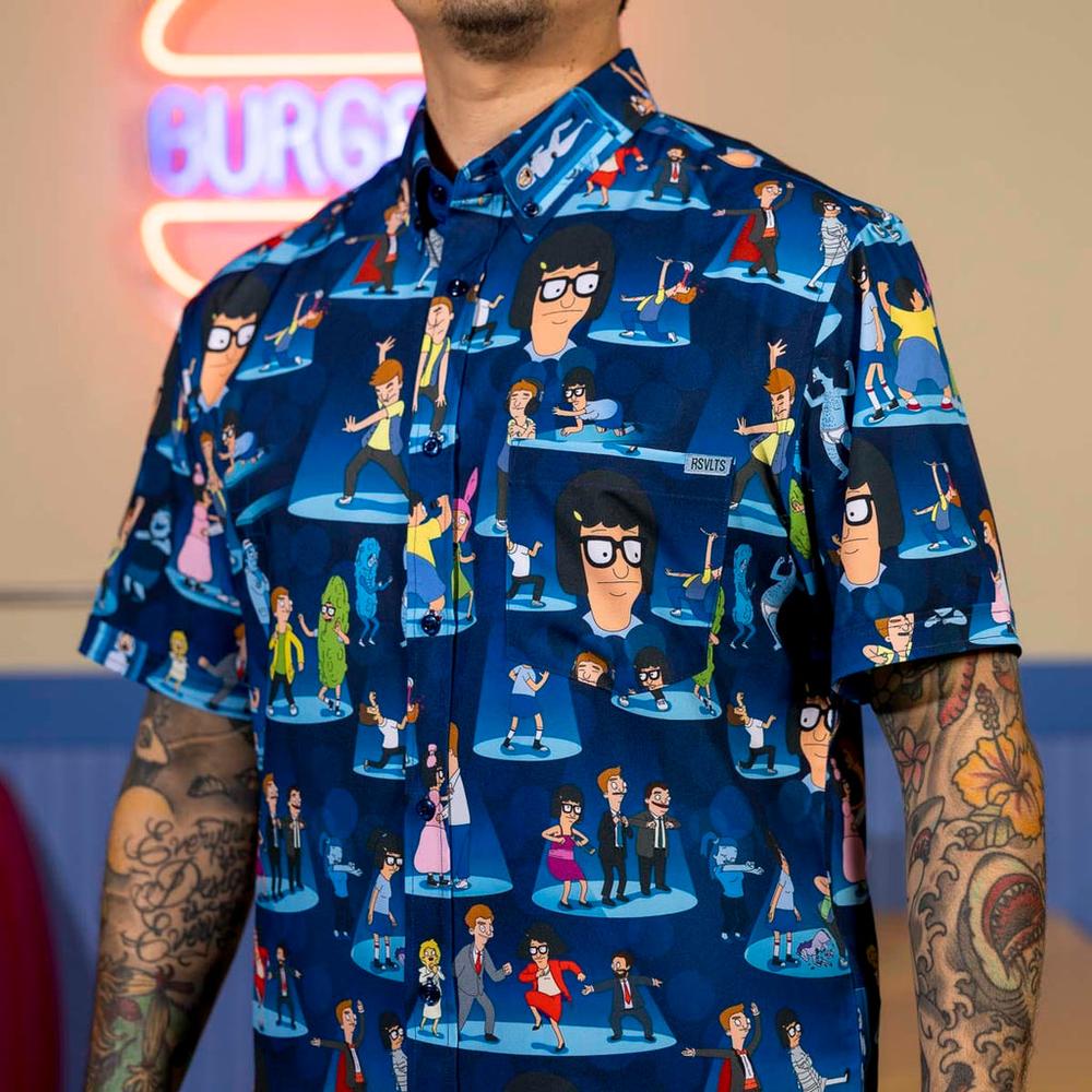 RSVLTS Night of the Living Dance KUNUFLEX Short Sleeve Shirt in Blue — detail 9