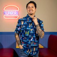 RSVLTS Night of the Living Dance KUNUFLEX Short Sleeve Shirt in Blue — detail 7