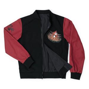 RSVLTS Jack’s Journey Reversible Bomber Jacket in Black — front view