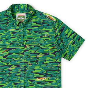 RSVLTS Oozevelts KUNUFLEX Short Sleeve Shirt in Green — front view