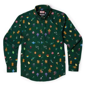 RSVLTS Heroic Holiday Long Sleeve Shirt in Green — front view