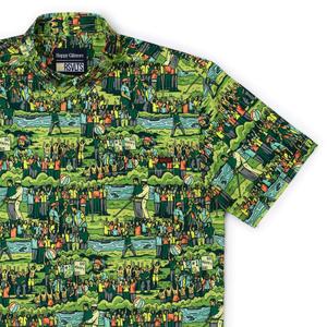 RSVLTS Happy's Hooligans KUNUFLEX Short Sleeve Shirt in Green — front view
