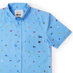 RSVLTS Lil Ventures KUNUFLEX Short Sleeve Shirt in Blue — front view
