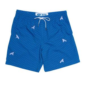RSVLTS Shark Deco Hybrid Shorts in Blue — front view