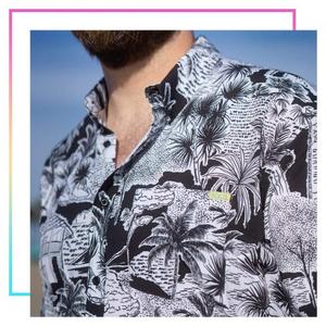 RSVLTS Hutstepper KUNUFLEX Short Sleeve Shirt in Black — front view